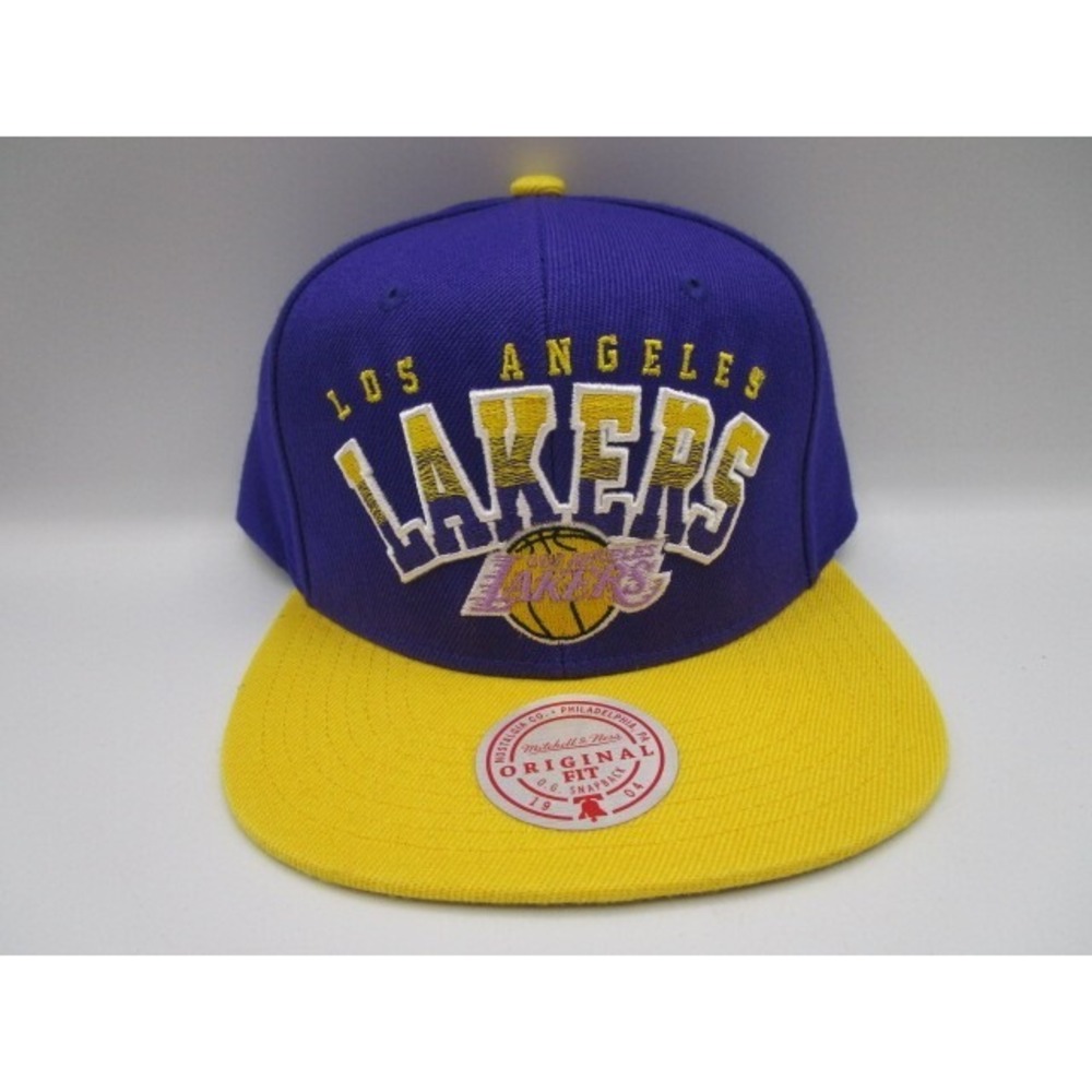 Mitchell & Ness NBA Los Angeles Lakers Spell Out Arch Snapback Hat Purple & Gold
